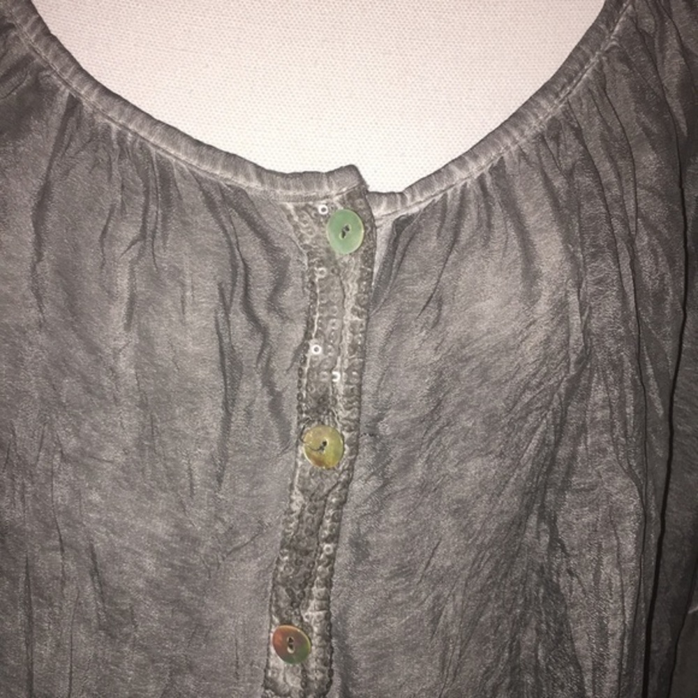 Grey long sleeved crinkle top made‎ in Italy - Picture 2 of 9